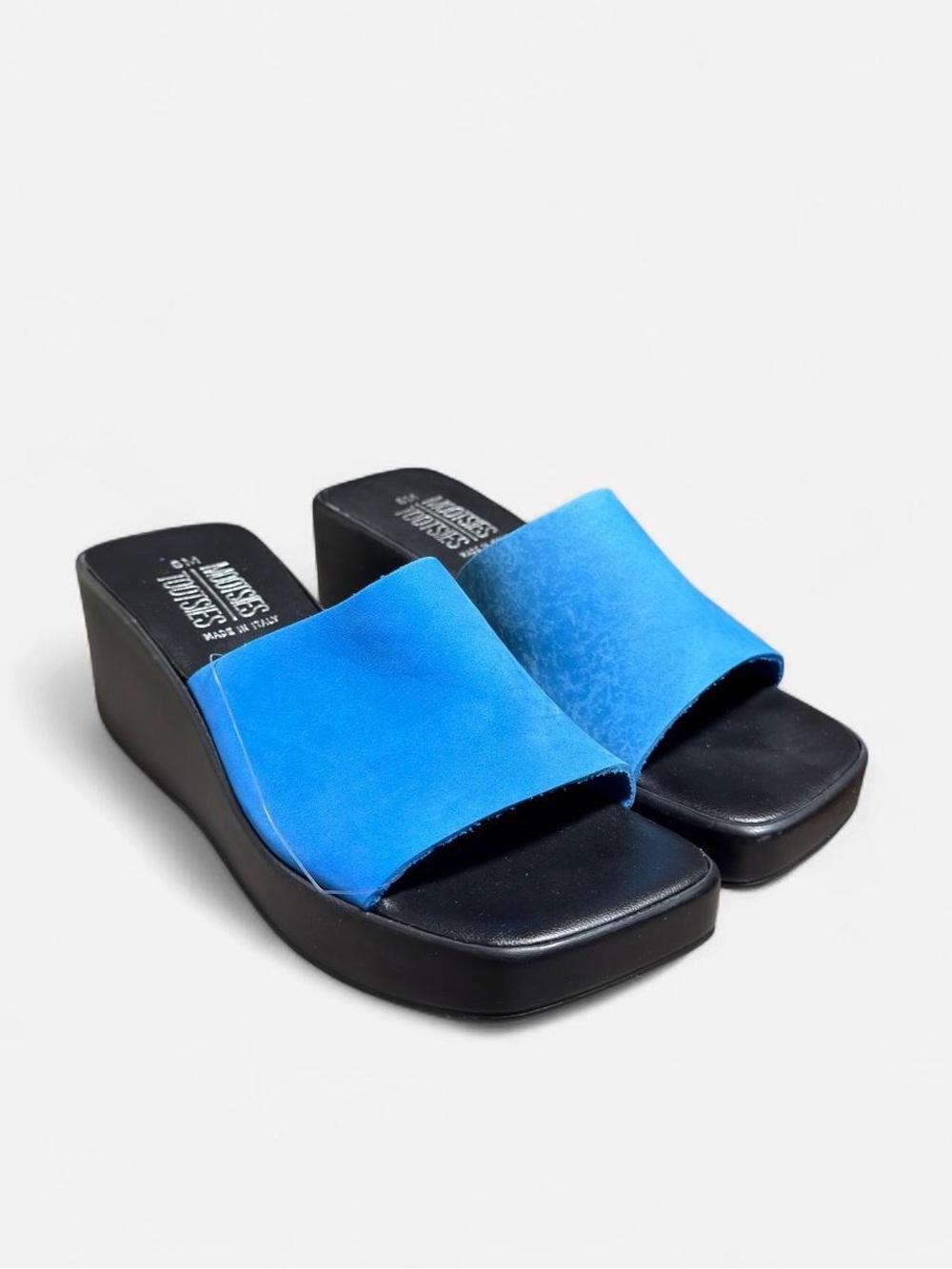 Blue Wedge Slide Sandals - Women